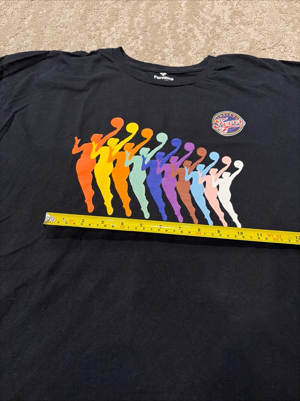Indiana Fever WNBA 3XL Unisex Basketball Black Graphic T-Shirt Rainbow - Picture 8 of 10